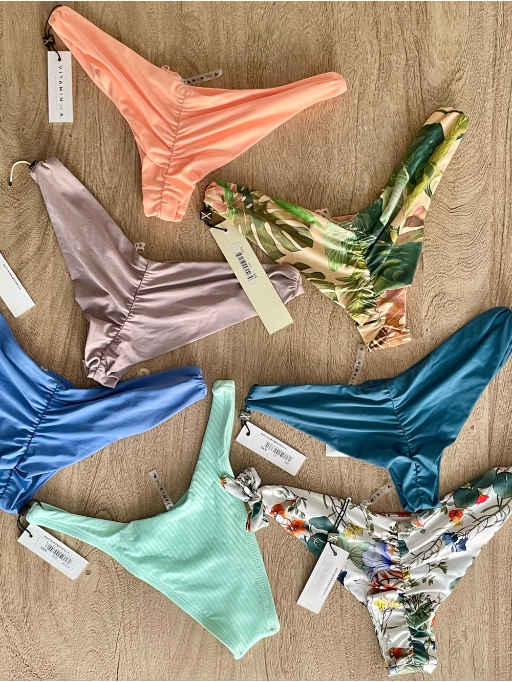 Vitamin A Assorted Bikini Bottoms - Peach, Lavender, Teal, Blue & Floral - Picture 3 of 4